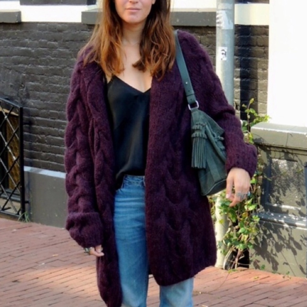 ISO H&M Deep Purple/Burgundy Cable Knit Cardigan